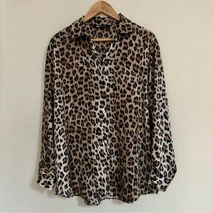 Zara Leopard Print Button Down Shirt